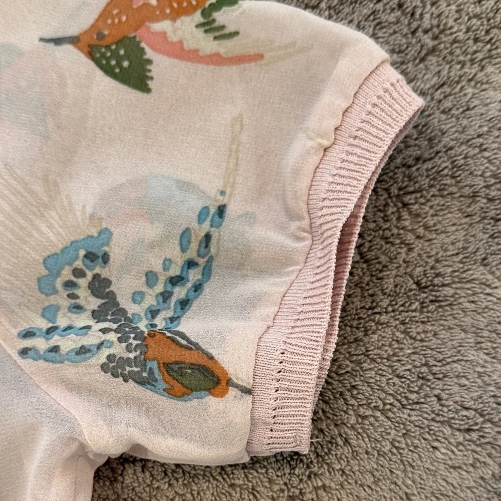 Joe Fresh Cream Blouse with Colorful Bird Print - Picture 4 of 5